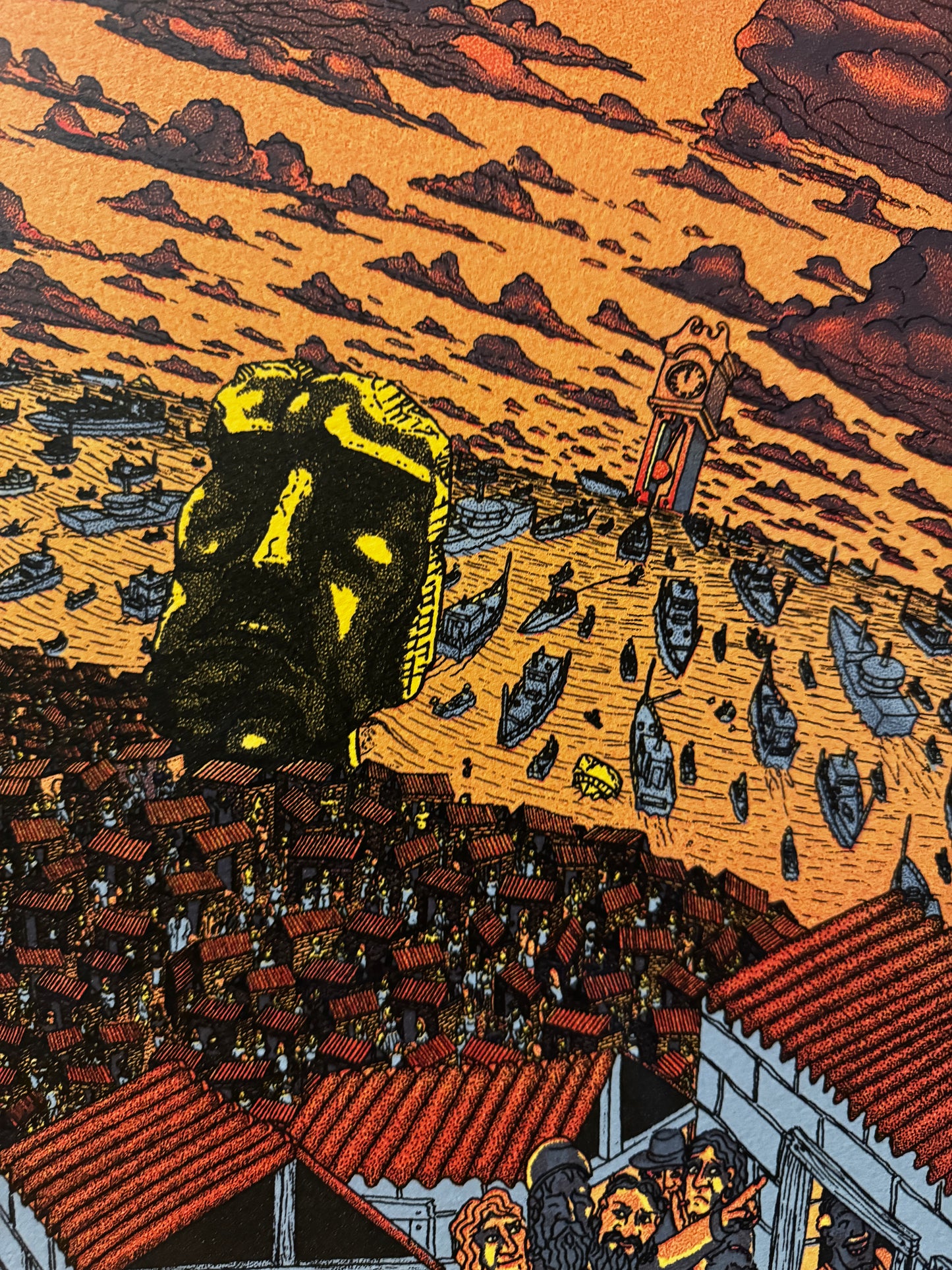 Sunny on a Dark Night (screen print) med eikeramme