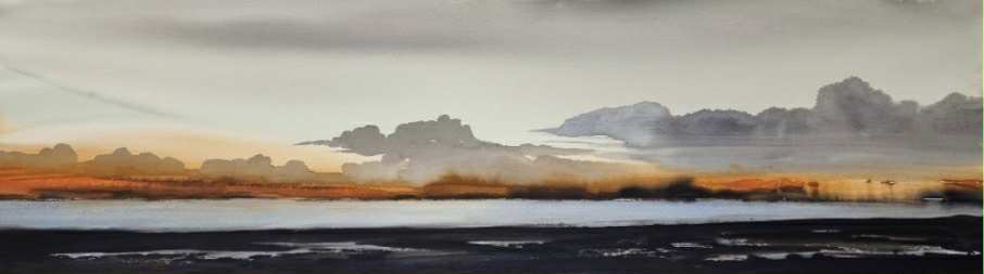 Kveld ved sjøen med eikeramme | Morten Gjul | Galleri Fenka
