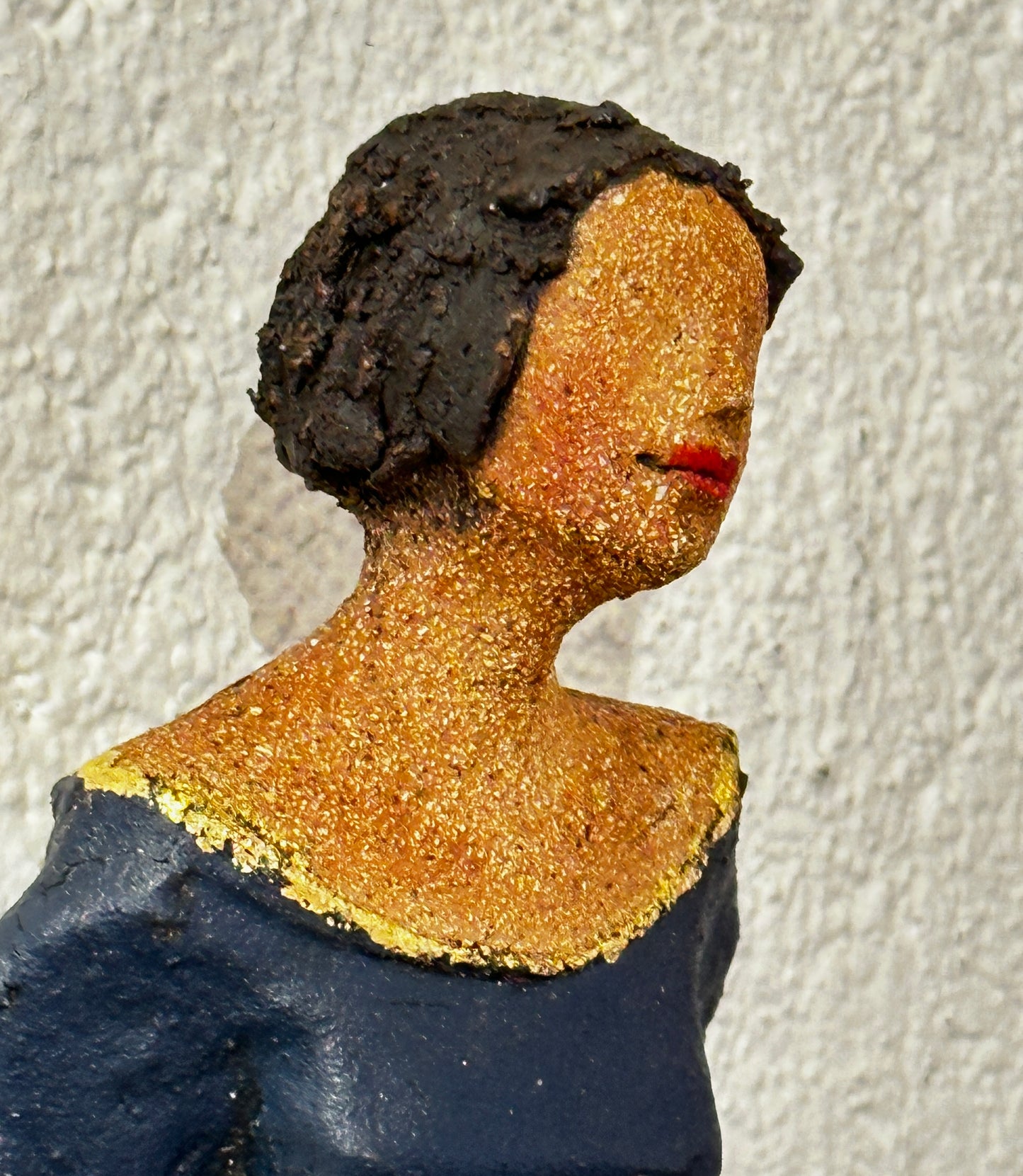 Liten veggdame Mørkblå med gull