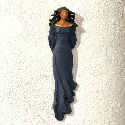 Liten veggdame Mørkblå med gull