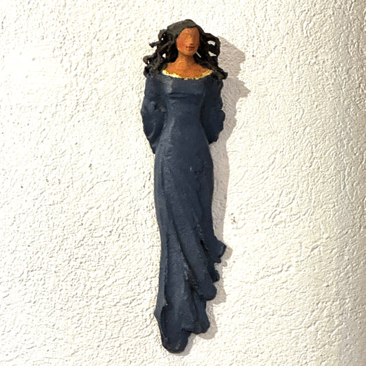 Liten veggdame Mørkblå med gull